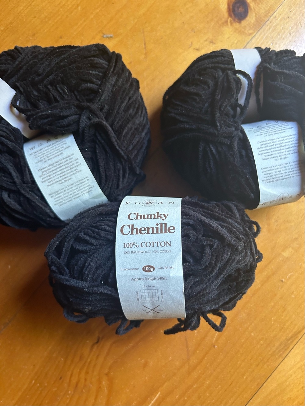 Rowan Black Chunky Chenille 100% Cotton Yarn